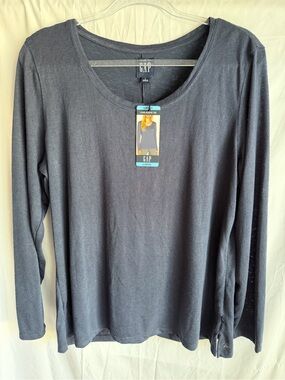 GAP Favorite Modal blend  Scoop Neck Long Sleeves T-Shirt Tunic Navy Blue L